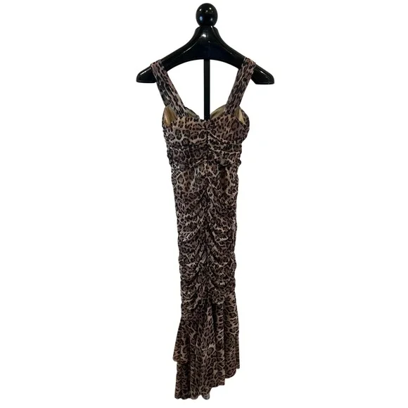 NWT‎ MABLE Leopard Print Ruched Sheath Midi Dress Women Size M - Picture 4 of 6